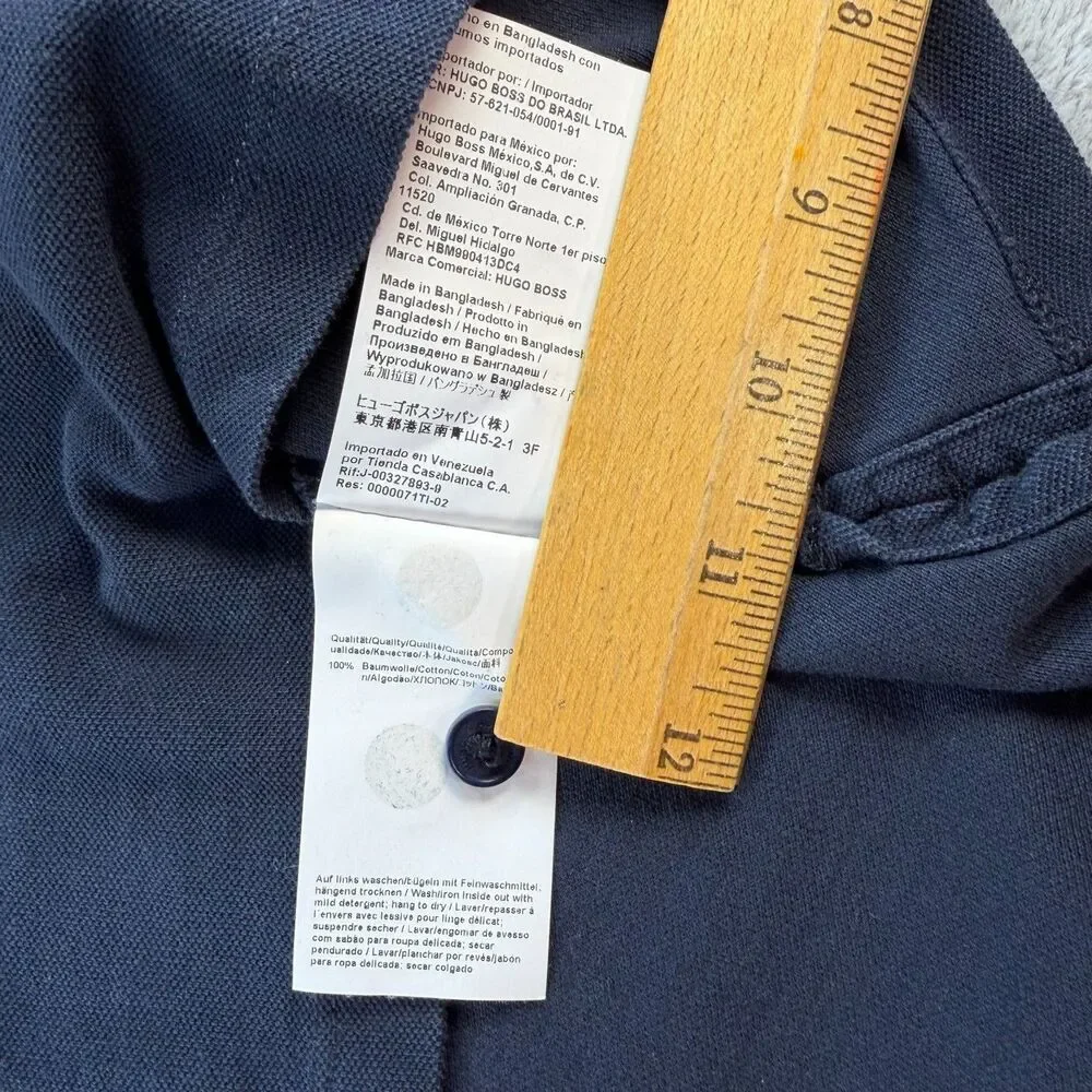 Hugo Boss Polo Shirt Mens Large Navy Regular Fit Cotton Short Sleeve